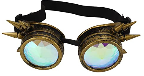 UPQRSG Kaleidoskop Brille, Exquisite Verarbeitung, Retro Brille für Betrunkene Brillen, Verstellbare Brille für Betrunkene Brillen mit Verstellbarer Schnalle, für Vintage, Dekoration(Cyan)