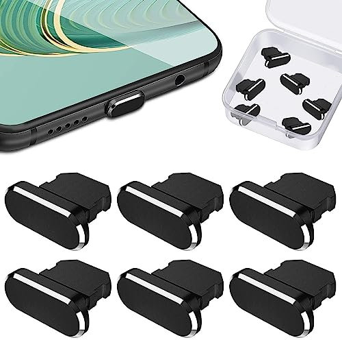 Devenirriche 6 Stück Staubstecker Kompatibel mit iPhone 14 13 12 11 Staub Stecker Schutzkappe Schützt Lade Staub Abdeckung Ladeanschluss-Abdeckung mit iPhone Mini Pro Max XS XR iPad-Schwarz