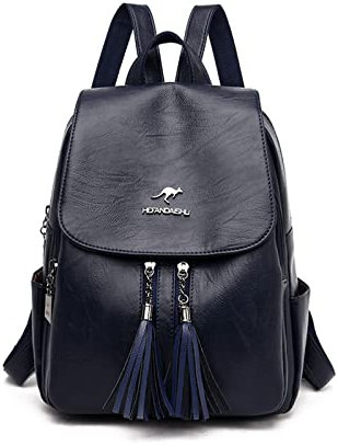 NICOLE & DORIS Rucksack Damen Elegant Rucksack Anti Diebstahl Rucksackhandtaschen PU Leder Rucksäcke Wasserdichter Schulrucksack Daypack für Reisen Freizeit Arbeit Blau