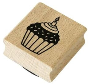 Artoz Stempel – Holzstempel – „Cupcake“ – 40 x 40 mm – Motivstempel zum Kartenbasteln für Einladungen, Geburtstag, Glückwünsche