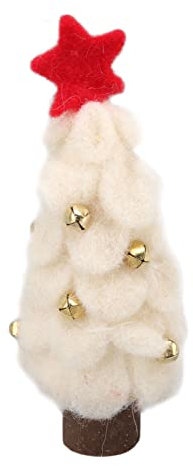 MISNODE Sapin de Noël en Feutre de Laine, Bureau de Bricolage pour Arbre de Noël en Bois, Petites Décorations d'arbre de Noël, Mini Arbre de Noël de Table, Arbre de Noël de Bureau, pour(Blanc)