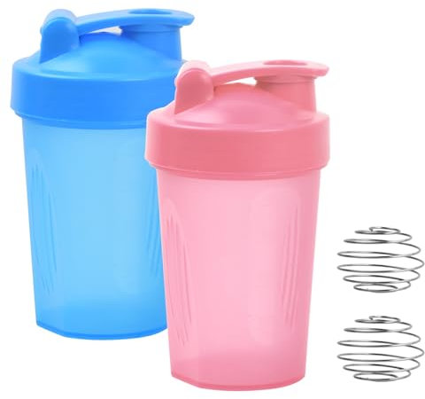 Laughhe 2 Protein Shaker Flasche 400 ml Wasserflasche BlenderBottle Auslaufsicher mit BlenderBall Trinkflasche BPA Frei Nutrition Eiweiß Shaker für Cremige Whey Proteinpulver Shakes, Blau+Rosa…