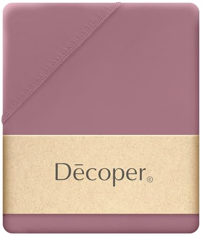 Decoper ® Mako-Feinjersey Spannbettlaken aus 100% Baumwolle | Atmungsaktiv & kuschelig weich | Oeko-Tex Zertifiziert | bis 25 cm Matratzenhöhe | 180-200 cm x 200 cm | Farbe Rosenholz