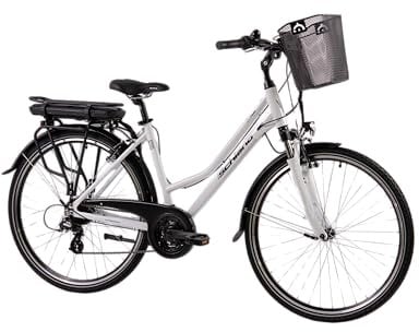 F.lli Schiano E-Ride, E Bike Trekking 28 Zoll, 36V 10.4Ah Abnehmbarer Akku, Motor 250W 40Nm, Trekking EBike für Herren/Damen, Weiss