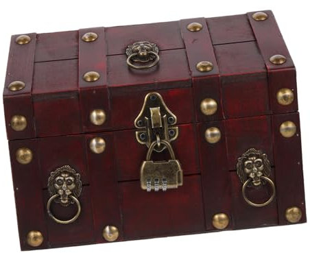OSALADI Aufbewahrungskiste Antike Schatzkiste Vintage Schmuckschatulle Organizer Für Schmuckdisplays Schmucketui-organizer Spielzeugkiste Geldbank Geschenkbox Passwort Souvenir-box Holz