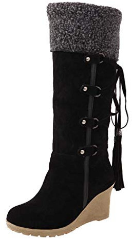 Stivali Donna Bassi Casual Invernali Scarponcini con Tacco Stivali con Cerniera Alti Comode Tronchetti Plateau Tacchi Alti Scarpe con Fibbie Fondo Piatto con Plateau Borchie Texani Stivaletti