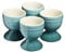 Cooks Professional Set of 4 Colourful Egg Cups | 40ml Durable Chip Resistant Ceramic Stoneware Dinnerware Graduated Design Egg Holders | Dishwasher & Microwave Safe | Teal