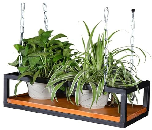 Junvstor Wandregal Hängeregal, Metall und Holz Schweberegal Wandaufbewahrung Organizer für Küchenregal, Wanddekoration Hängeregal für Blumen Pflanzen Blumenstand für Balkon (Size : 120x25x15cm)