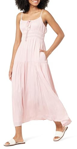 The Drop Tavia Tie-Front Tiered Maxi Dress Vestido Largo, Soft Pink, M