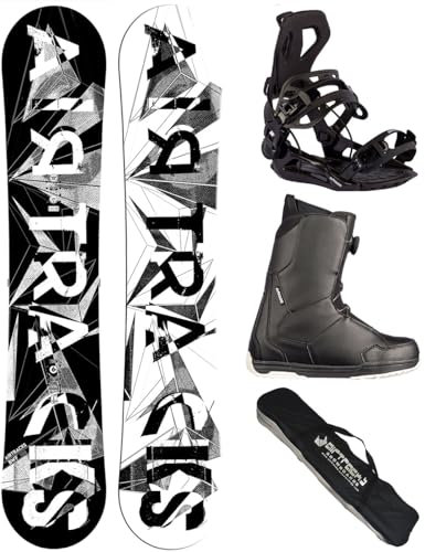AIRTRACKS Snowboard Set Paquete Completo Tabla BWF Extra Wide (Hombre) 161 + Fijaciones Master + Botas Master ATOP 44 + SB Bag