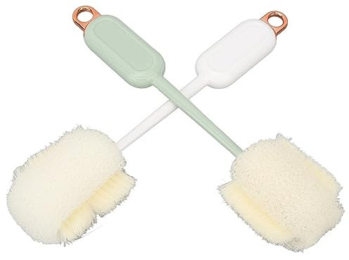 Restokki 2PCS Bottle Brush Sponge Cup Brush Set, Brush Spong with Lid Cleaner Set, Portable Long Handle Water Bottle Cleaner Brush, for Baby Bottles Vacuum Flasks