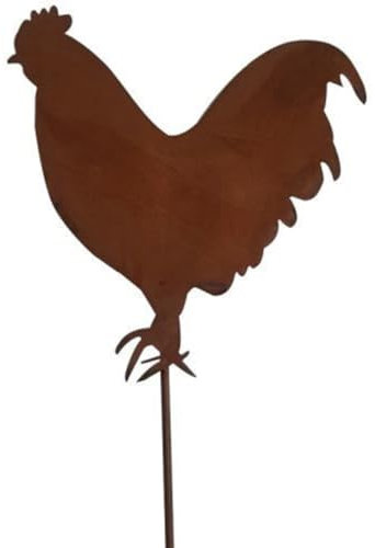 Fyne-Finds Metal Chicken Sign Garden Inserts Rusty Decorative Statue Hen Stick Ornament Gift