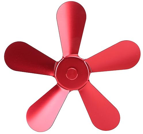 Jectse Ofenventilatorflügel, Aluminiumlegierung, Kaminofenventilatorflügel, Wärmebetrieben, Leicht, 5 Flügel Verbessern die Warmluftzirkulation für Kaminventilatoren (Rot)