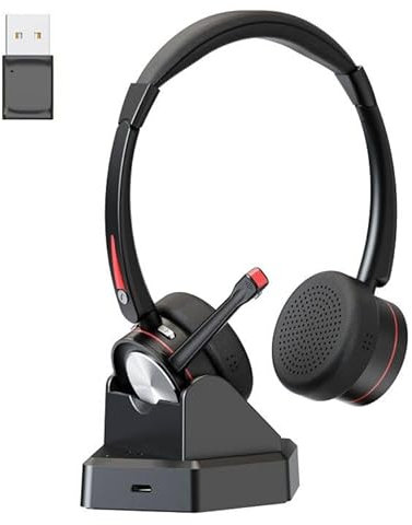 Beebang Bluetooth Headset with Microphone for PC, Wireless Headset with Mic & Mute Button, 40 Hrs Working Time, Noise Cancelling Bluetooth Headset 5.2 for Work Office Laptop Teams Business Meeting
