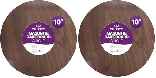 Culpitt 10 Wood Effect Masonite Cake Board, Strong Round Cake Drum for All Types of Celebration Bakes, Birthday, Wedding, Anniversary, Pack of 2-10 inch