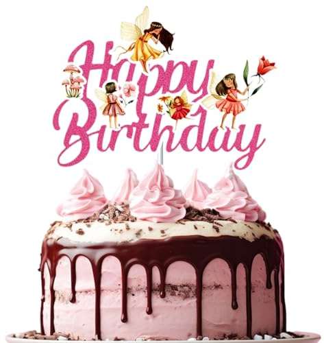 HUAIZAN Feen Tortendeko, Elfen Cupcake Toppers, Feen Cake Topper Happy Birthday, Elfen Geburtstag Kuchen Topper, Feen Kuchen Dekoration für Mädchen Geburtstag Party Babyparty