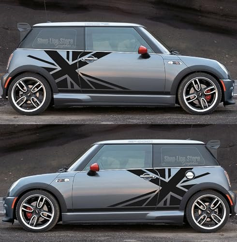 Kit Adesivi Grafica Bandiera Inglese Union Jack compatibili con Auto Mini Cooper S (Oro satinato)