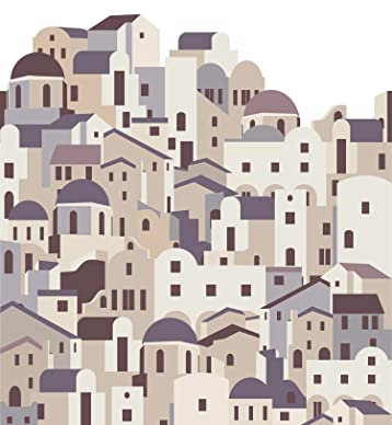 Esta Home Fototapete Mediterrane Häuser Beige und Grau 200 x 279 cm