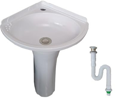 TYTFTDLD Mini lavabo per bambini, a parete con colonna e lavabo semplice, lavabo compatto in plastica, alto 54cm, adatto per asili, piccoli bagni e camerette per bambini[bianco]