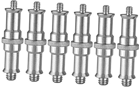 Hemobllo Adaptador De Tornillo De Rosca 1/4 a 3/8 para Cámara y Soporte De Luz, Kit De 6 Piezas, Metálico, Portátil y Duradero, Compatible Flash y Trípode, Uso Fotografía Profesional, Color Acero
