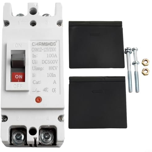 Zoegneer Photovoltaik DC CNM1 Leistungsschalter mit geformtem Gehäuse, DC-Leitungsschutzschalter, MCCB-Nennstrom 1250 A, 2P Solarbatterie PV (100 A)