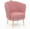 IDMarket - Conchiglia poltrona Adella Rose in velluto con gambe dorate