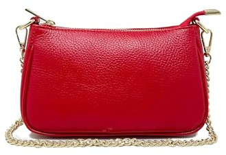 Chicca Borse Borsetta da donna in pelle, borsa a tracolla clutch pochette (Rosso)