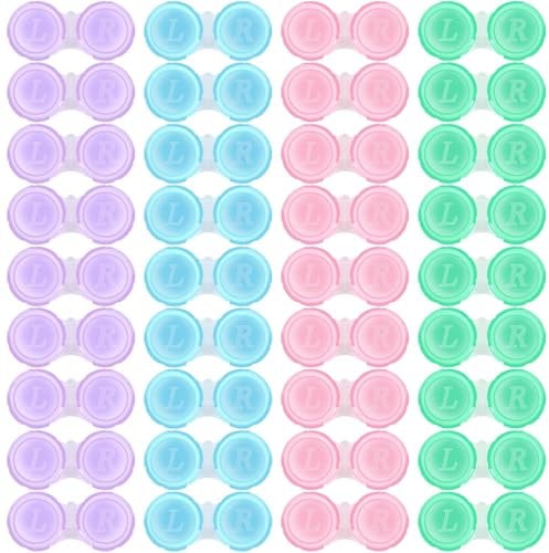 MOUNTCLIM 36 Pack Contact Lens Case, Colorfu Contact Lens Cases Bulk Clear Leak Proof Contact Cases Box Holder Container for Travel Daily Home Storage Kit