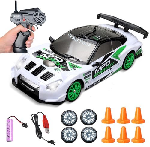 DAZZTIME Voiture Télécommandée Drift,RC Drift Car,1:24 RC Car,avec 2,4 GHz Télécommandes,30 km/h,Voiture Radiocommandée Adulte,pour Enfant Adulte Anniversaire Cadeau