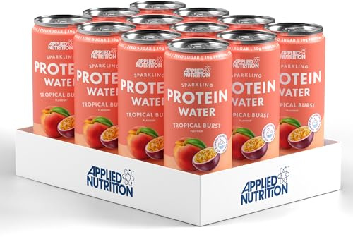 Applied Nutrition Protein Wasser – 10 g Kollagen-Boost Protein Drink | Erfrischungs- und Vitaldrink (12 Dosen x 330 ml, Tropical Burst)
