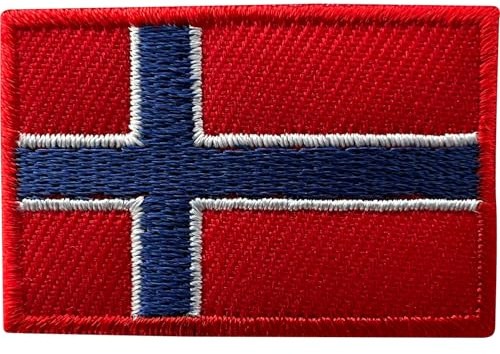 Mini-Aufnäher mit Norwegen-Flagge, zum Aufbügeln oder Aufnähen auf Kleidung, Jacke, Pullover, klein, bestickt