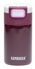 Kambukka Etna 300ml Cherry Lacquer termo tipo mug | Tapa impermeable 3 en 1, calor preservado 5 h, compatible con portavasos de coche, base antideslizante