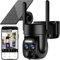 [8X Zoom Hybride] 4K 5Dbi Camera Surveillance WiFi Exterieure sans Fil Solaire,360°PTZ Caméra IP Batterie,avec Panneau Solaire,Détection Humaine AI,Vision Nocturne Couleur,Sirène,Audio Bidirectionnel