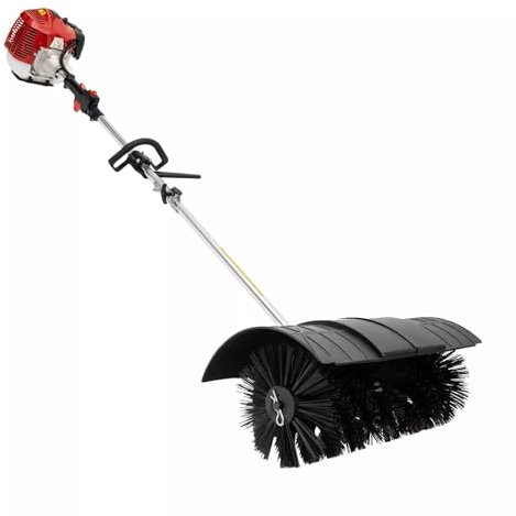 52CC 2.3 PS Kehrmaschine Benzin, 1.7KW 2-Takt Handkehrmaschine Motorbesen, 189cm Schneefräsen für Draußen Die Reinigung Von Kunstrasen und Straßen, 8500rpm