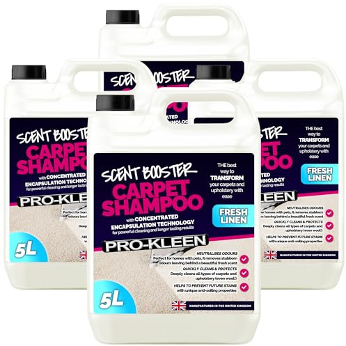 Pro-Kleen Scent Booster Carpet Shampoo 4 x 5L - Concentrated Encapsulation Technology - Neutralises Odours, Deeply Cleans & Prevents Future Stains - Long-Lasting Fresh Linen Fragrance
