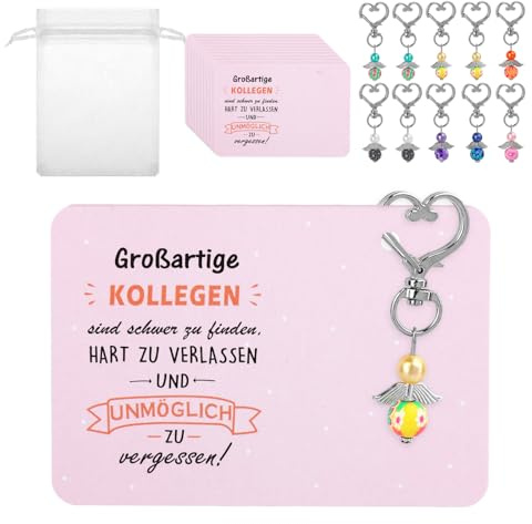 10 Set Schutzengel Anhänger Abschiedsgeschenk Kollegen Jobwechsel Schutzengel Schlüsselanhänger Engel Glücksbringer mit Karte und Beutel Kleine Geschenk für Kollegen Geschenk Abschied Kollegin Danke