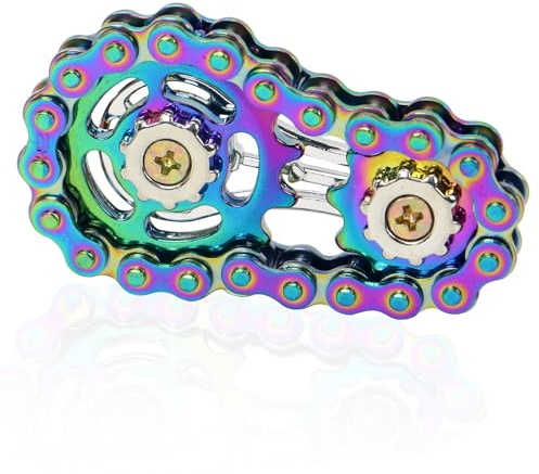 Metall-Fahrradkette Fidget Handspinner mit 2 Gängen | Angstlinderung, Stressabbau, Finger-Gadget, langlebiges Metall, für Erwachsene und Jugendliche