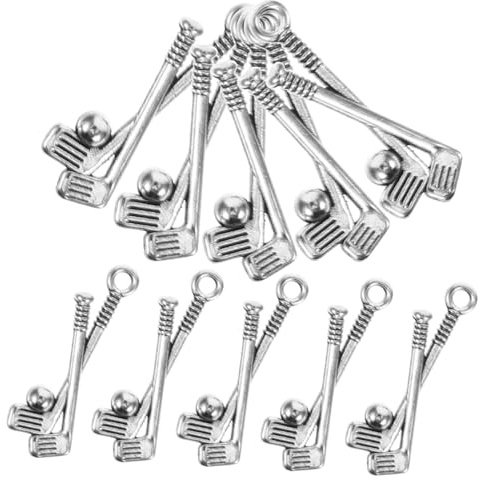 Homoyoyo 40 Metall Golf Anhänger Golfspiel Charme Selbstgemacht Schmuck Zubehör Robust Bruchfest Silberfarben Für Golfer Basteln Schlüsselanhänger Souvenir