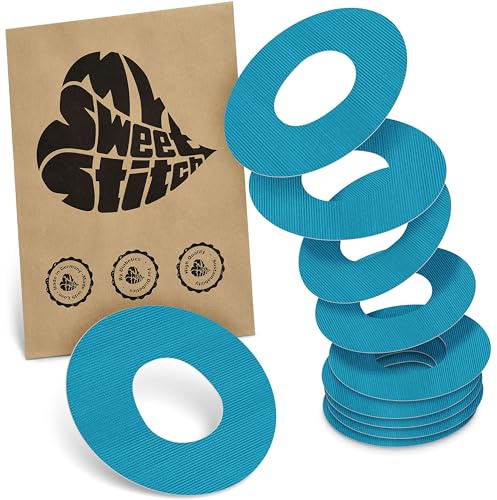 MySweetStitch 10 Ringpatches für Katheter mittel rund Petrol | Stabilisiert ablösende Ränder, Mitte bleibt frei, wasserfest und flexibel, bis zu 7 Tage Halt