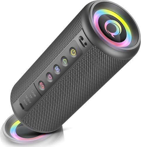 dotn Bluetooth Speaker Portable Wireless Bluetooth Speakers with HD Stereo Sound, Bluetooth 5.4 TWS Pairing 30H Battery Life with Led Light for Outdoor/Party/Sport/Travel/Gifts