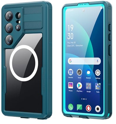 MagSafe Handyhülle wasserdicht für Samsung Galaxy S26 Ultra Full Body Hybrid Bumper Blau