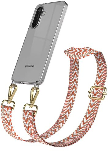 EAZY CASE Handykette - Verstellbares Taschenband kompatibel mit Galaxy A37, Schulterriemen, Handykordel mit Silikon Hülle, Umhängetasche, Blau Rot Gold