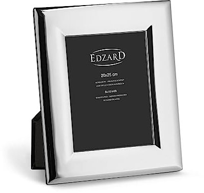 EDZARD Bilderrahmen Positano für Foto 20 x 25 cm, edel versilbert, anlaufgeschützt, Samtrücken, mit 2 Aufhängern, Fotorahmen zum Stellen oder Hängen