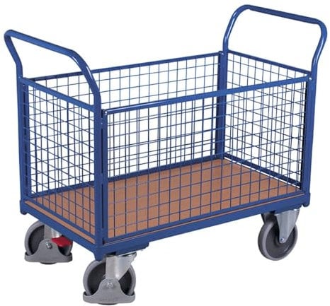 Vierwandwagen mit Draht RAL5010 Enzianblau Rungenwagen Plattformwagen