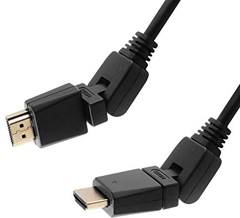 BestPlug 1 Meter Universal HDMI Kabel, HDMI Flexibler drehbarer Gelenk-Stecker auf flexiblen drehbaren Gelenk-Stecker vergoldet, High Speed, geeignet für 3D HD FullHD UHD, Schwarz