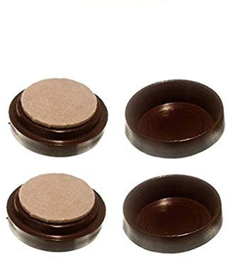 Merriway® BH00154 (4 Pcs) Castor Caster Cups with Felt Pad, Small Brown Outer Dimension 54 mm (2.1/8 inch) - Pack of 4 Pieces