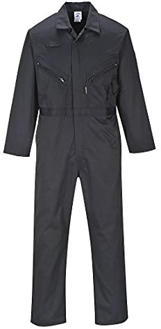 Portwest C813 Men's Liverpool Work Overalls Protective Boiler Suit Polycotton Coveralls Durable Workwear for Mechanics Warehouse Garages DIY Black, 3X-Large