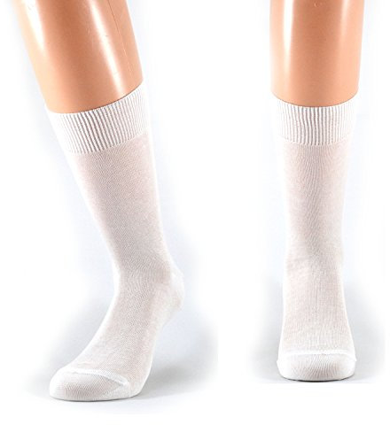 Fontana Calze, 6 paia di calze UOMO corte in 100% Cotone Filo di Scozia. BIANCO TG 42-44,5