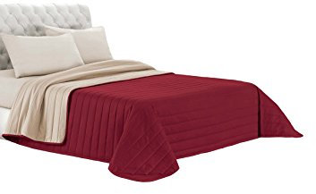 Italian Bed Linen Elegant Sommer Steppdecke bordeaux/creme, 100% Mikrofaser, 260x270cm