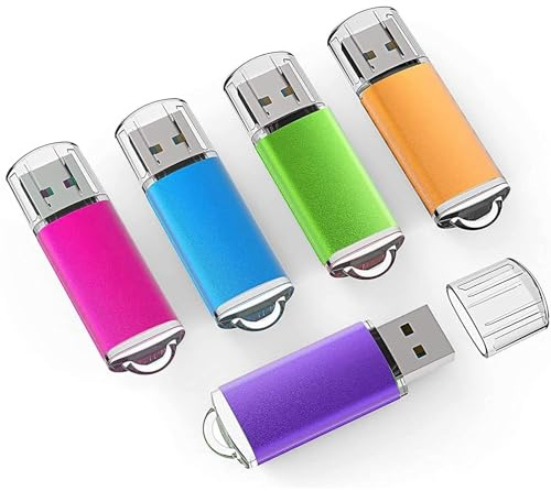 5 pezzi USB da 2 G USB 2,0 Memory Drive Pen Drive, colore: blu/viola/rosa/verde/arancione viola 2 Gb